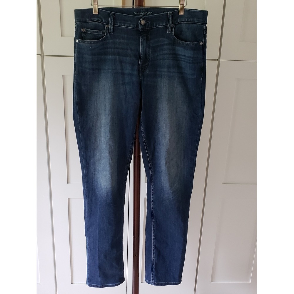 Banana‎ Republic Traveler Jeans Mens 34x34 Dark Wash Slim Fit Denim Pants